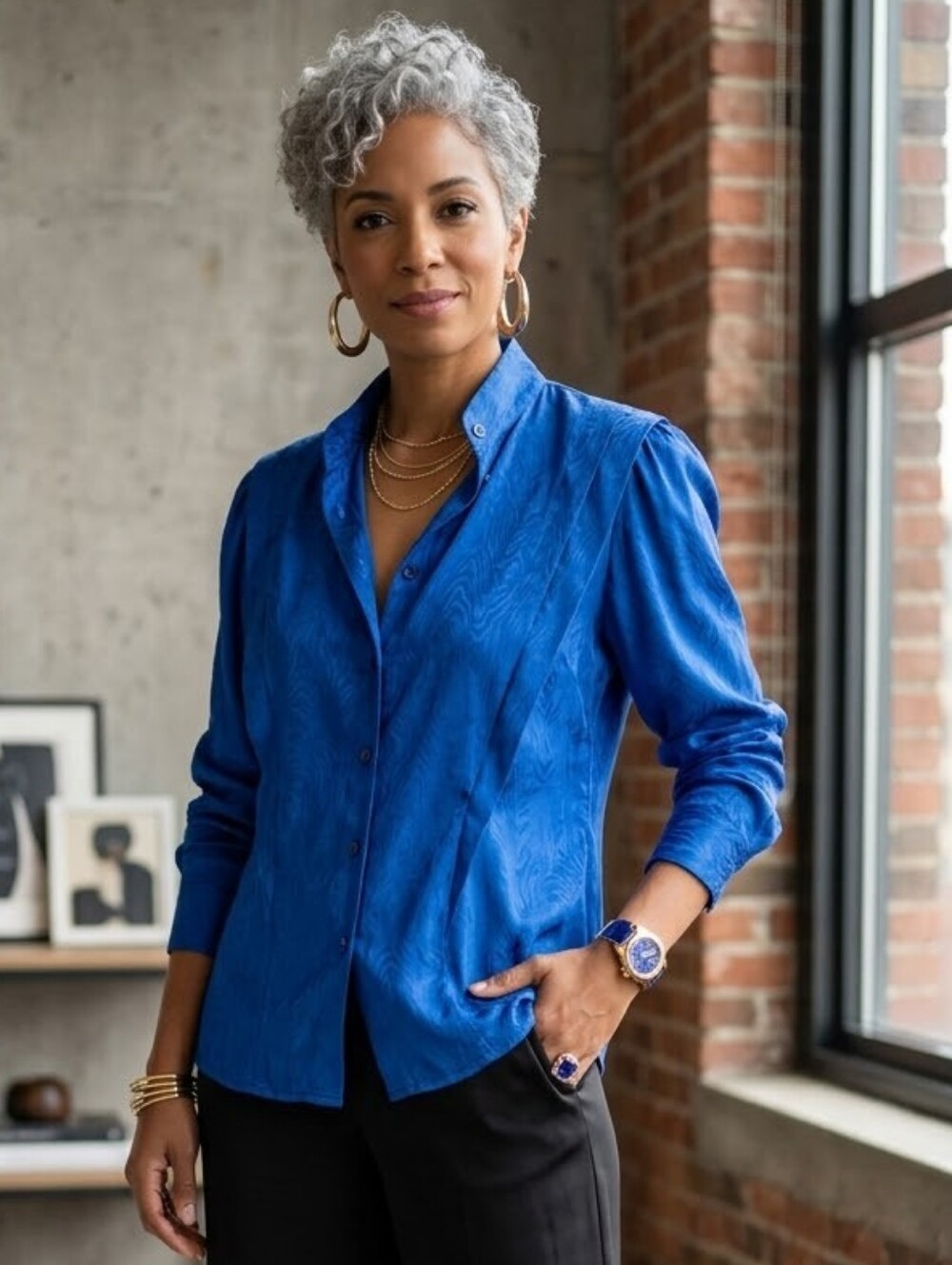 Royal Blue Dress Jacket - Classic Button Front